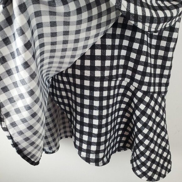Banana‎ Republic Skirt Womens 6 Black Gingham Check Ruffle Flounce - Picture 9 of 11